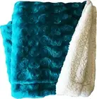 Plush Fleece Sherpa Backed Reversible Throw Blanket 130X160Cm (Teal)