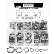 320 Pcs External Multi-Tooth Star Lock Washers Assortment Set Tooth Locking Ring