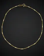 14K Italian Gold Rolo Link Tube Station Anklet