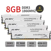 HyperX FURY 32GB 4x 8GB DDR3 1866MHz PC3-14900 DIMM Desktop Memory RAM BT White