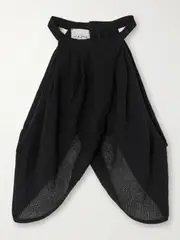 [Le Kasha] Le Kasha - Alger Draped Linen-gauze Top - Black - One size One size Black