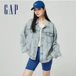 【GAP】女裝 翻領牛仔外套-淺藍色(889504)