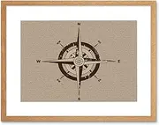 Compass Illustration Navigation Picture Framed Wall Art Print