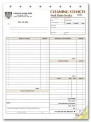 250 Cleaning Work Orders Invoice 3 Part Carbonless Nebs/Deluxe No. 6527
