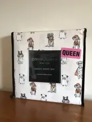 New Cynthia Rowley Halloween Costumes Trick or Treat Dogs 4 Pc Queen Sheet Set