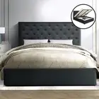 Bed Frame Double Size Gas Lift Charcoal VILA