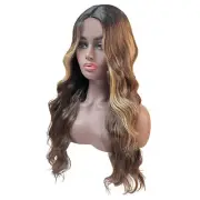 Wigs Long Body Wavy Silver Ash Hair Wig with Bangs for Women9771