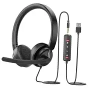 Headset with Mic, USB Headset with Microphone, Computer Headset with Black