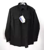 New Blauer 8900 Black Rayon Long Sleeve Button Up Shirt Mens Uniform 20.5 38-39
