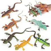 6PCS Fake Lizard Toys Realistic Rubber Reptile Animal Figures Plastic Wilde Life Creatures Lizard Figurines for Kids, Halloween Party Favor Prank Props Scary Toy