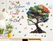 Inspirational Wall Decal She Believe She Could so She Did Face Tree Wall Stic...