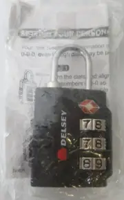 Delsey 3 Digit Combination Padlock TSA Suitcase Travel Luggage Backpack NEW