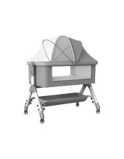 [BoPeep] Baby Cot Bed Crib Portable Bassinet Safety Fence Adjustable Beside in Grey