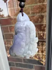 Certified Grade A Burma Jadeite Cabbage Pendant Purple Tone Prosperity Symbolism