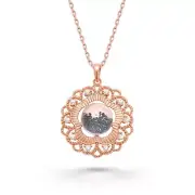Authentic Moon Rock Blossom Necklace (From Lunar Meteorite NWA 11788) Rose Gold