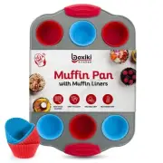 12 Cup Mini Muffin Pan with Silicone Muffin Liners. Professional Cupcake Pan ...