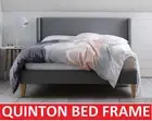 QUINTON DOUBLE QUEEN KING SIZE GREY FABRIC WING PREMIUM BED FRAME