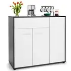 Buffet Cabinet Wood White Kitchen Sideboard w/ Spacious Table Top Door Cabinets