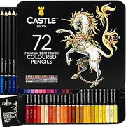 [Castle Art Supplies] 72 Colored Pencils Set for Coloring Books - New and Improved Premium Artist Soft Series Lead with Vibrant Colors