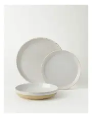 [Australian House & Garden] Esperance Wiped Edge 12 Piece Dinner Set in White/Sand