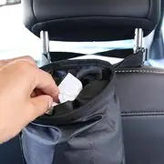 Car Seats Headrest Back Litter Trash Bags Washable Hanging Garbage Can Organizer, Black/1917