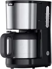 [Braun] PurShine KF1505 BK - Coffee machine with filter, 1.2 l, stainless steel, for up to 10 cups, OptiBrew system, anti-drip function, swivel filter, automatic shutdown, 1000 W, color: