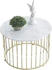 Elegant Round Faux Marble Coffee Table - Geometric Creativity Gold Frame Cocktail Table - Modern Living Room Snack Balcony Office End Table Accentniture/#1/60 * 55Cm Feito na China Comfortable