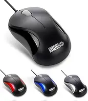 Computer Mini USB Wired Optical Mouse Portable for Laptop, Notebook, MacBook - Black