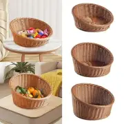 Imitation Rattan Woven Basket Decor Woven Bread Basket for Table Picnic Cafe