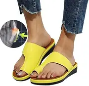 [MDERTEC] Sandals Women Comfy Platform Sandal Orthotic Shoes PU Leather Flat Sole Big Toe Foot Correction Sandals Orthopedic Bunion Corrector Slides for Family and Friends (3 40)