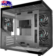 V3 MATX Gaming PC Case Black 270° Glass Panel 3x Fans USB 3.0 Micro-ATX Case