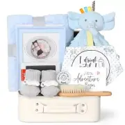 Baby Boy Gifts, Baby Shower Gifts Includes Newborn Elephant Gift Set Blue