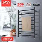 Stainless Steel Electric Heated Towel Rail Rack Ladder Warmer 8 Round Bar Black