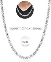 [Rajputana] S925 Sterling Silver 3mm/4mm/5mm/8mm Thick Cuban Chain for Men Sturdy Mens Silver Gold Chain Hypoallergenic Curb Chain Necklace Jewelry for Men 16/18/20/22/24/26/28 Inch