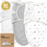 3Pack Organic Baby Swaddle Sleep Sacks,Ergonomic Newborn Swaddle Wrap(0-3Months)