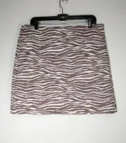 LOFT Size 14 Zebra Print Side Zip Lined Mini Skirt NWT
