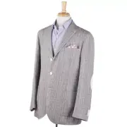 NWT $950 LUIGI BIANCHI Brown-White Glen Check Wool-Linen Sport Coat 42 R