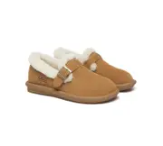 AUSTRALIAN SHEPHERD® UGG Slippers Sheepskin Wool Adjustable Strap Ankle Froim - Chestnut / AU Ladies 10 / AU Men 8 / EU 41