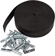 House2Home Replacement Elastic Webbing Kit to Repair Sagging Couch, Chair, Lawn,and Patio Furniture, Includes Installation Instructions, 2 Inch Wide x 60 Ft. Long Strapping and Metal Webbing Clips