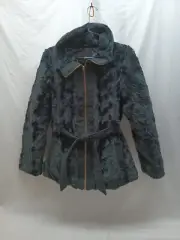 IZ Byer Girl's Coat Jacket SZ XL(16) Dress Winter Reversible Zip Black Faux Fur