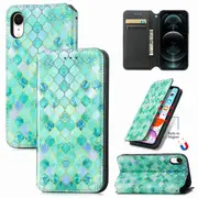CaseNeo For Apple iPhone XR Leather Wallet Flip Case With RFID Blocking Credit Card Holder Slots Cover - Emerald