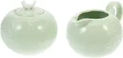Ceramic Creamer Sugar Bowl Set: European Style Cream Pitcher Sugar Bowl Milk Jug Coffee Latte Art Cup Syrup Pitcher for Home Kitchen Tableware Light Green