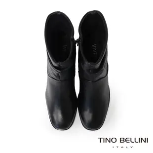 Tino Bellini 波士尼亞進口時尚抓皺粗高跟短靴FWOV025-1(黑色)