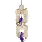 1665 Natural Double Blocker Bird Toy with Wood Blocks, Sisal Rope, Chains and Be
