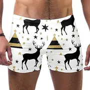 [FNETJXF] Swim Jammers for Men, Men's Swim Briefs, Elk Stars Christmas