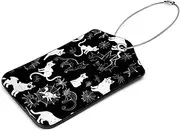 [KQNZT] Luggage Tags, 2 Pack Leather Luggage Tags for Suitcases, Faux Leather Luggage Tag, Travel Tags for Luggage, Luggage Tags 2 Pack, Halloween Spider Web Black Cat Owl
