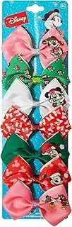 Luv Her Licensed Girls Hair Bows - Hair Accessories Gift Set - 7 Pcs 4 Inch Bundle - Hair Bows for Girls - Disney Christmas Hair clip - Alligator Clip - Ages 3 +