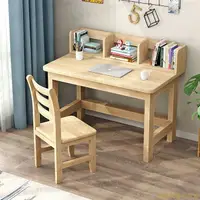 在飛比找樂天市場購物網優惠-免運 兒童電腦書桌一體實木書架椅子輕奢家用小戶型寫字桌簡約實