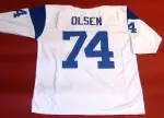 MERLIN OLSEN CUSTOM LOS ANGELES RAMS THROWBACK WHITE JERSEY FEARSOME FOURSOME