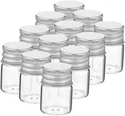 Mobestech Compact Portable 24pcs Mini Glass Jars 5ml Aluminum Screw Cap Bottles for Spice Pudding Sample